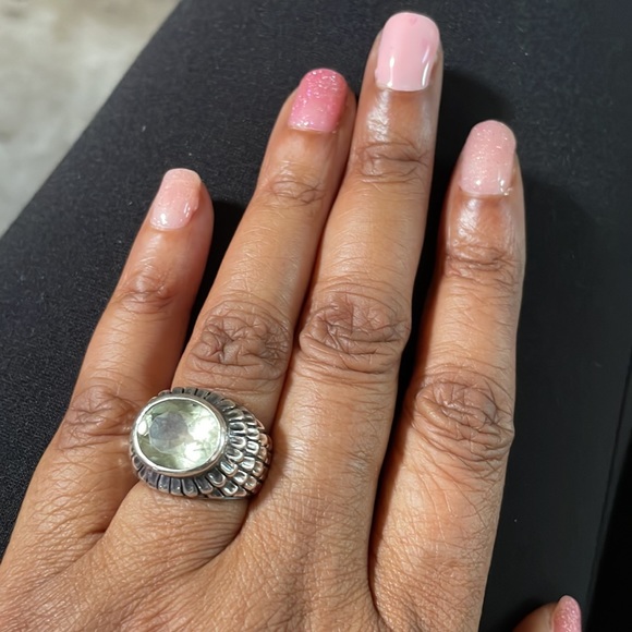 Sterling Silver Peridot Stone Dome Ring for EUC - Picture 6 of 6